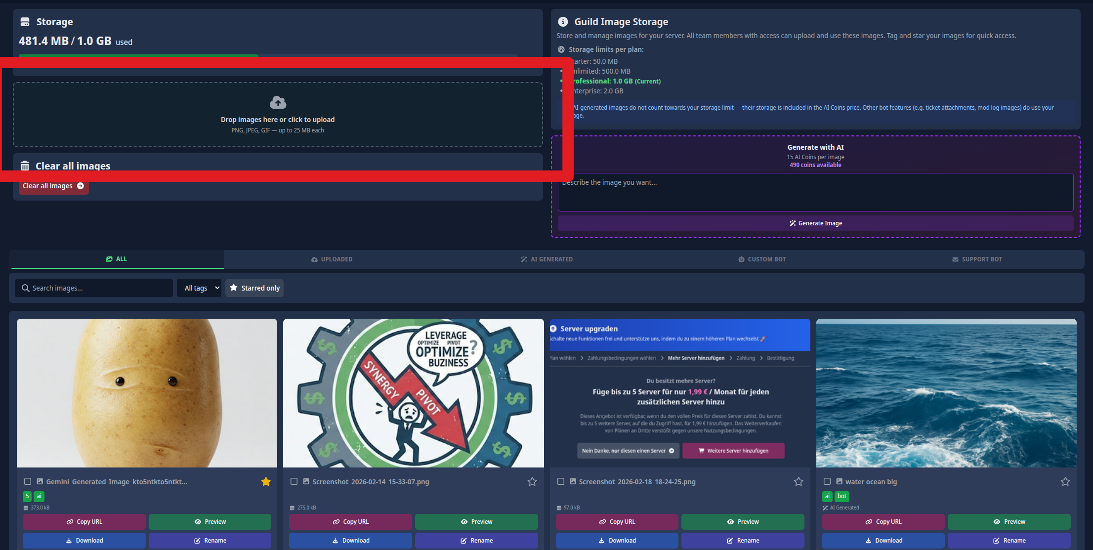 Screenshot, der zeigt, wie man Dateien per Drag &amp; Drop hochlädt